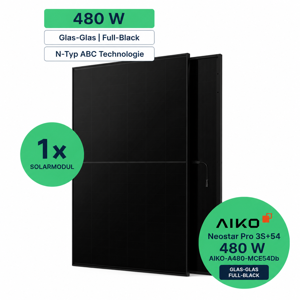 AIKO Neostar Pro 3S+54 480 W Glas-Glas Full-Black Solarmodul Palette 37 Stück