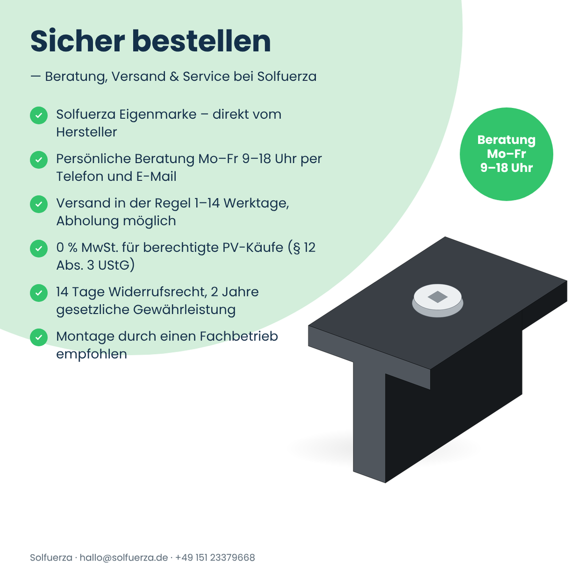 Solfuerza Alu-Mittelklemme schwarz für Solarmodule