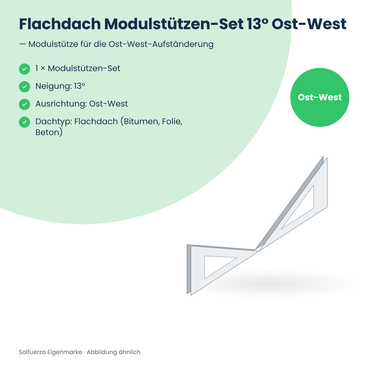 Solfuerza Flachdach Modulstützen-Set 13° Ost-West