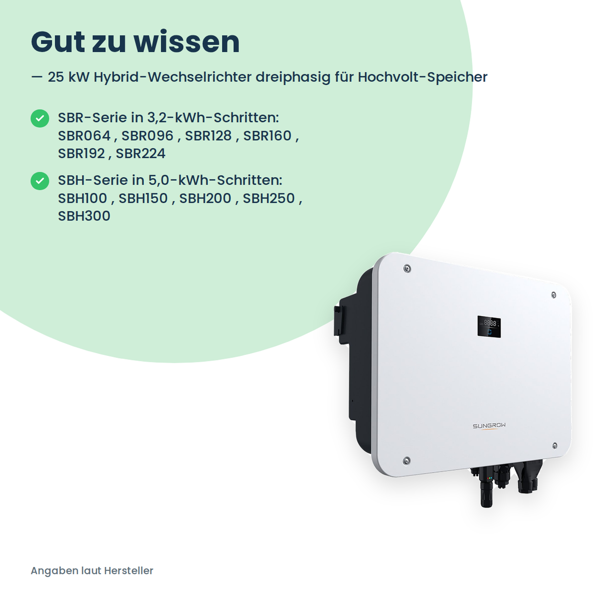 Sungrow SH25T – 25 kW Hybrid-Wechselrichter dreiphasig für Hochvolt-Speicher