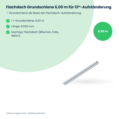 Solfuerza Flachdach Grundschiene 6,00 m für 13°-Aufständerung