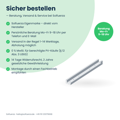 Solfuerza Schienenverbinder 20 cm Aluminium für Montageschiene