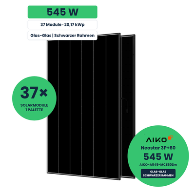 AIKO Neostar 3P+60 545 W Glas-Glas Solarmodul, schwarzer Rahmen – Palette mit 37 Stück
