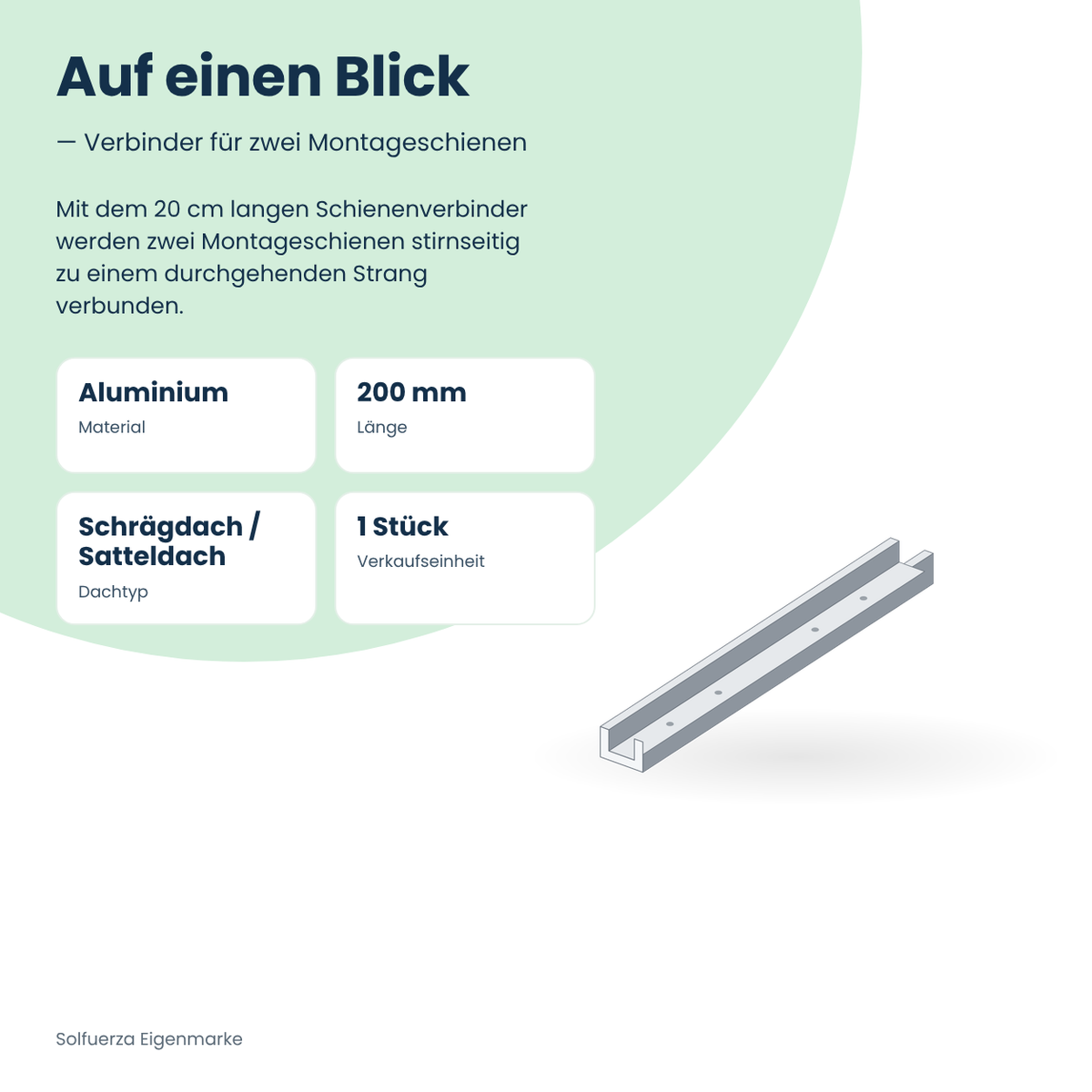 Solfuerza Schienenverbinder 20 cm Aluminium für Montageschiene