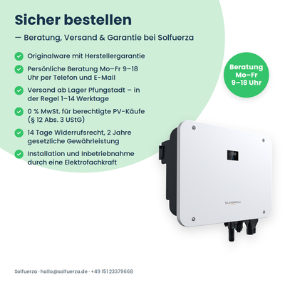Sungrow SH15T – 15 kW Hybrid-Wechselrichter dreiphasig für Hochvolt-Speicher
