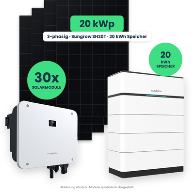 PV-Komplettset 20 kWp – 30× AIKO STELLAR 670W + Sungrow SH20T + Sungrow SBH200