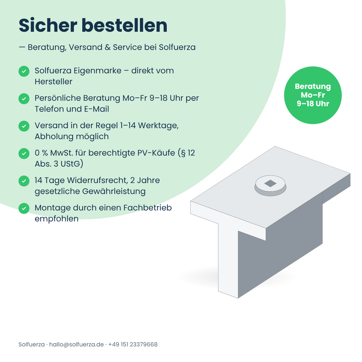 Solfuerza Flachdach Mittelklemmen-Set für Modulrahmen 30–42 mm