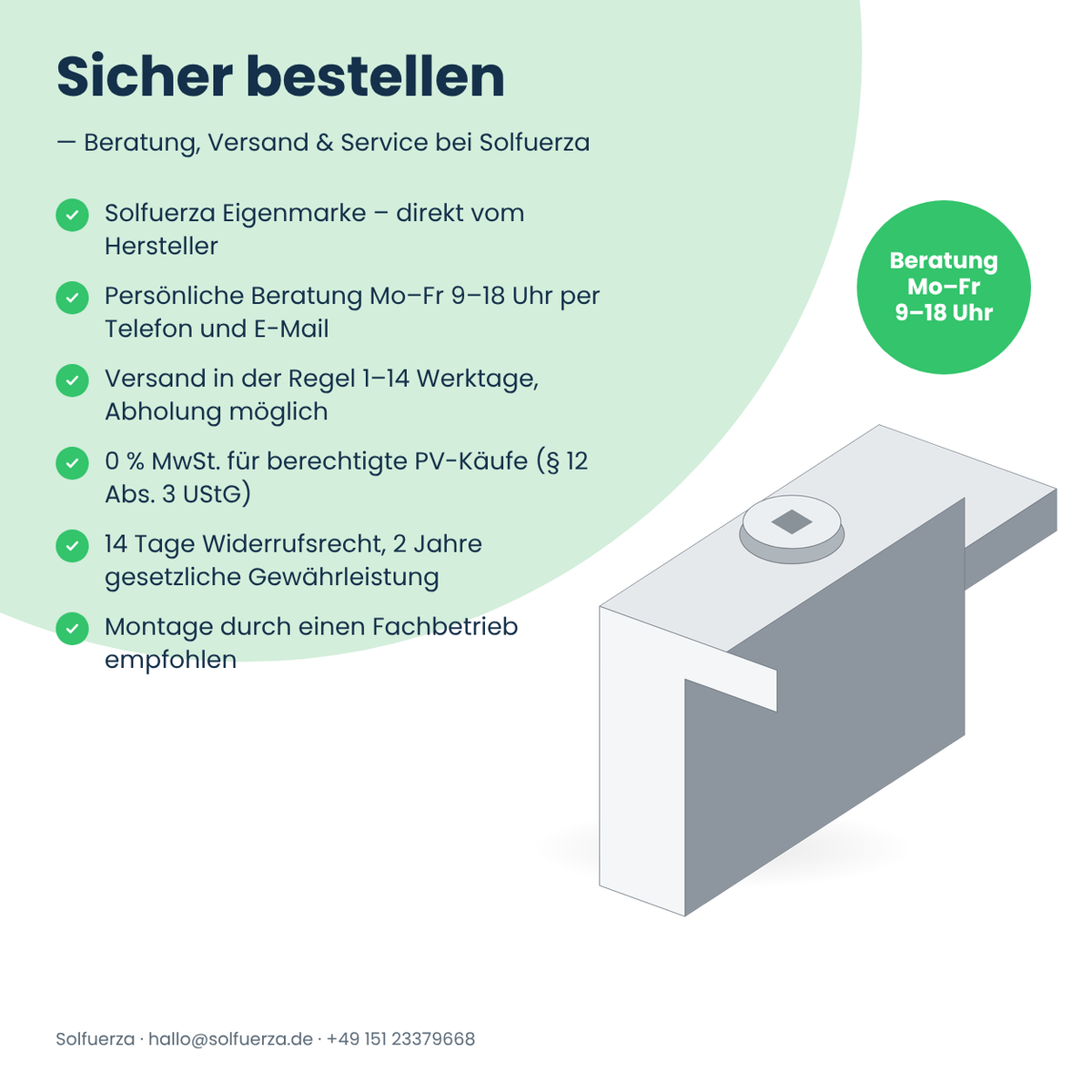 Solfuerza Flachdach Endklemmen-Set für Modulrahmen 30–42 mm