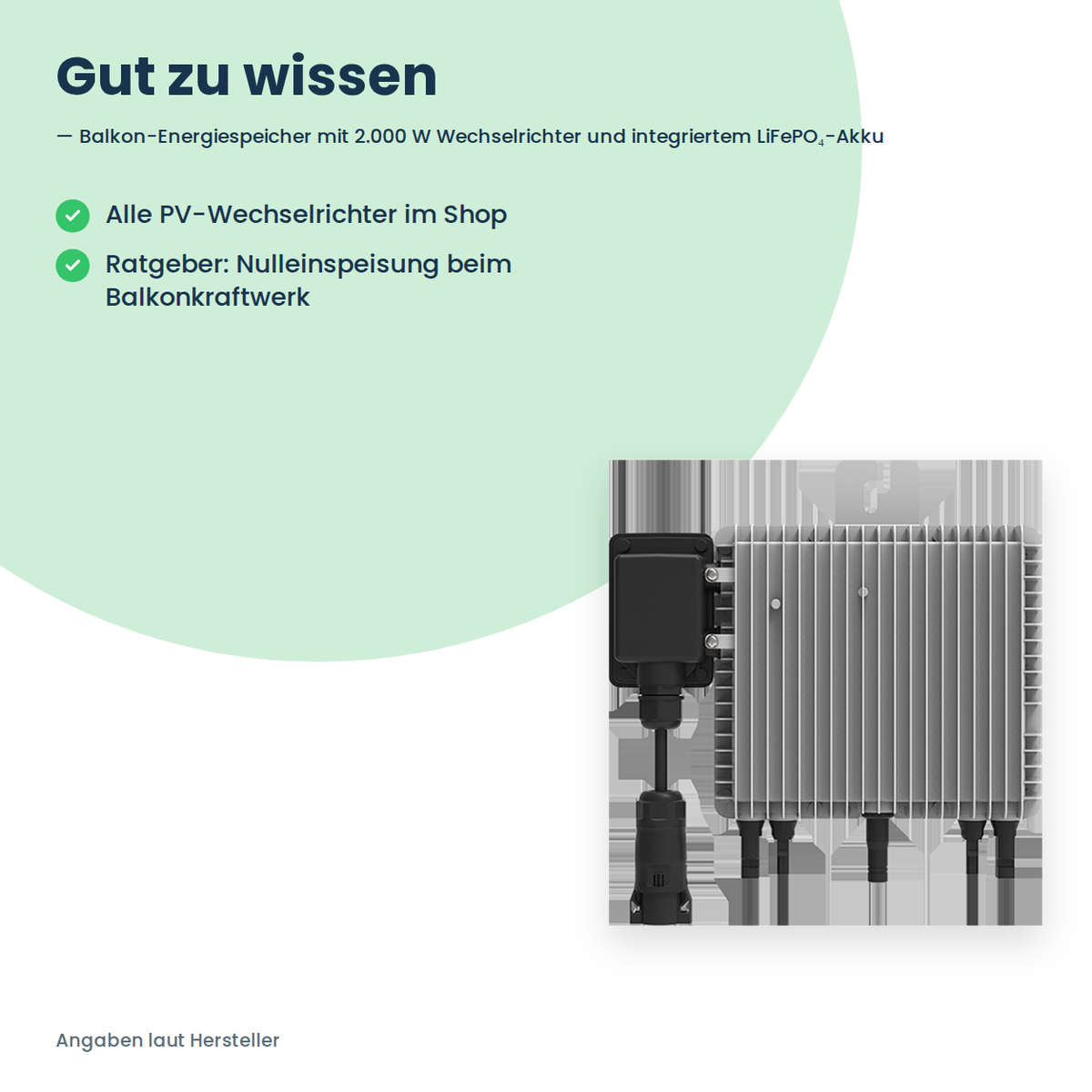 Deye AE-F2.0 – Hinweistafel mit Verweis auf die PV-Wechselrichter im Shop und den Ratgeber zur Nulleinspeisung